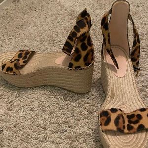 JCrew leopard print wedges